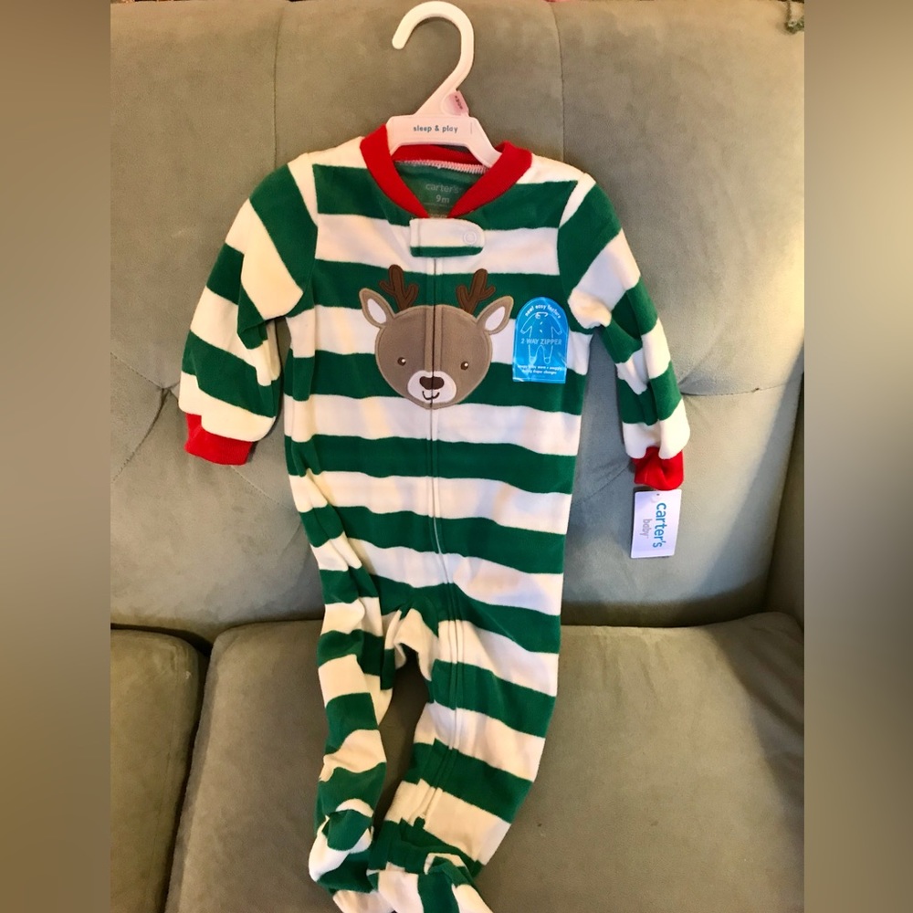 Carter’s 9M Fleece Footie Pajamas - Holiday Reindeer
